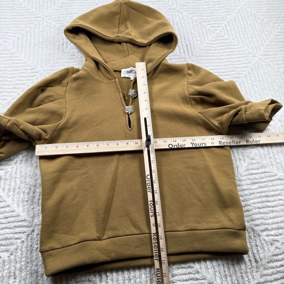 ba&sh Hoodie Women's M NWT Camel Puff Sleeve Embellished Hoodie Sweatshirt Chic - Picture 4 of 14
